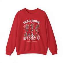 Load image into Gallery viewer, Dead Inside but Jolly AF Skeleton Crewneck Sweatshirt - Holiday Fun &amp; Cheer
