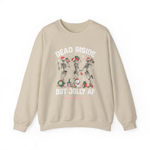 Load image into Gallery viewer, Dead Inside but Jolly AF Skeleton Crewneck Sweatshirt - Holiday Fun &amp; Cheer
