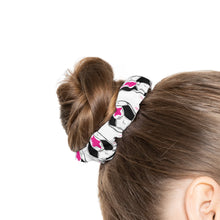 Load image into Gallery viewer, Scrunchie - Pink Fluffy Stars Soccer Team Hair Accessory
