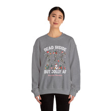 Load image into Gallery viewer, Dead Inside but Jolly AF Skeleton Crewneck Sweatshirt - Holiday Fun &amp; Cheer
