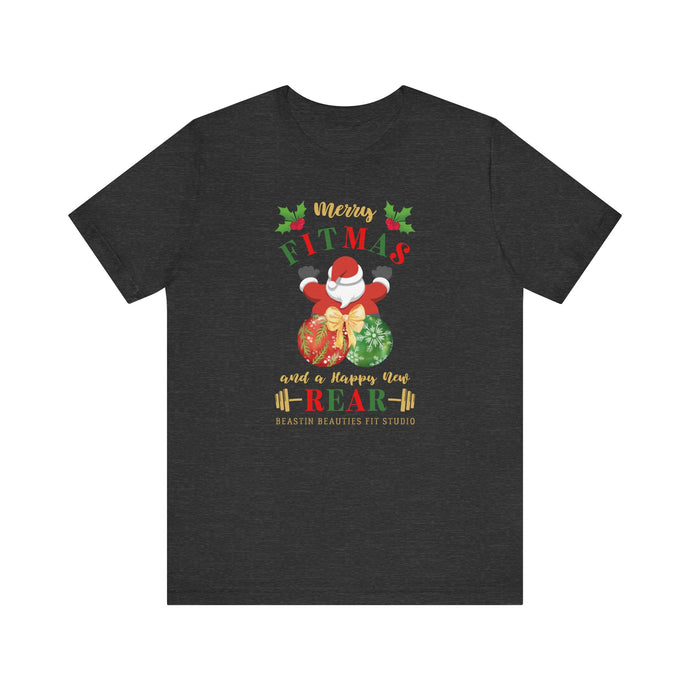 Merry Fitmas Santa Booty Ornaments Unisex Tee - Holiday Fitness Shirt for Gym Lovers