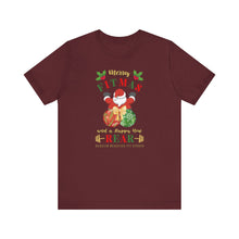 Load image into Gallery viewer, Merry Fitmas Santa Booty Ornaments Unisex Tee - Holiday Fitness Shirt for Gym Lovers
