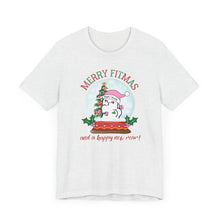 Load image into Gallery viewer, Merry FITMAS and a Happy New Rear Snowglobe Unisex Tee - Holiday Fitness Shirt for Gym Lovers
