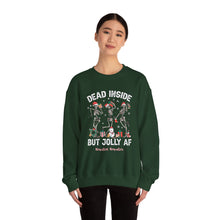 Load image into Gallery viewer, Dead Inside but Jolly AF Skeleton Crewneck Sweatshirt - Holiday Fun &amp; Cheer
