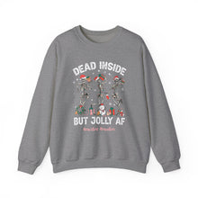 Load image into Gallery viewer, Dead Inside but Jolly AF Skeleton Crewneck Sweatshirt - Holiday Fun &amp; Cheer
