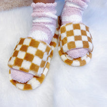 Load image into Gallery viewer, Luxe Lounge Checker Cozy Slippers
