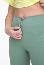 Load image into Gallery viewer, Green -Adjustable Bungee Waist Hiking Leggings
