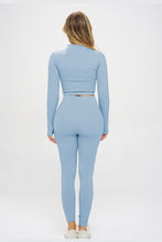 Load image into Gallery viewer, Seamless Ribbed Tracksuit Zip-up Two-Piece Set
