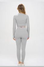 Load image into Gallery viewer, Seamless Ribbed Tracksuit Zip-up Two-Piece Set
