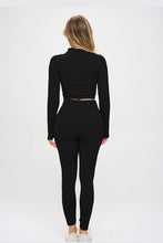 Load image into Gallery viewer, Seamless Ribbed Tracksuit Zip-up Two-Piece Set
