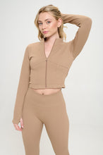 Load image into Gallery viewer, Seamless Ribbed Tracksuit Zip-up Two-Piece Set
