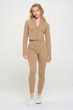 Load image into Gallery viewer, Seamless Ribbed Tracksuit Zip-up Two-Piece Set
