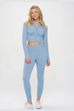 Load image into Gallery viewer, Seamless Ribbed Tracksuit Zip-up Two-Piece Set
