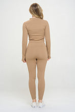 Load image into Gallery viewer, Seamless Ribbed Tracksuit Zip-up Two-Piece Set
