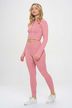 Load image into Gallery viewer, Seamless Ribbed Tracksuit Zip-up Two-Piece Set
