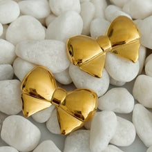 Load image into Gallery viewer, Puffy Golden Bow Stud Earrings
