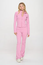 Load image into Gallery viewer, 2 Piece Set Matching Flare jumpsuit Active Jacket
