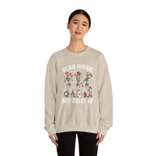 Load image into Gallery viewer, Dead Inside but Jolly AF Skeleton Crewneck Sweatshirt - Holiday Fun &amp; Cheer
