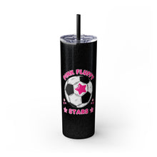 Load image into Gallery viewer, Pink Fluffy Stars Skinny Tumbler with Straw, 20oz
