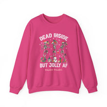 Load image into Gallery viewer, Dead Inside but Jolly AF Skeleton Crewneck Sweatshirt - Holiday Fun &amp; Cheer
