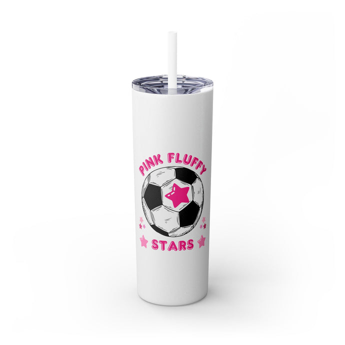 Pink Fluffy Stars Skinny Tumbler with Straw, 20oz