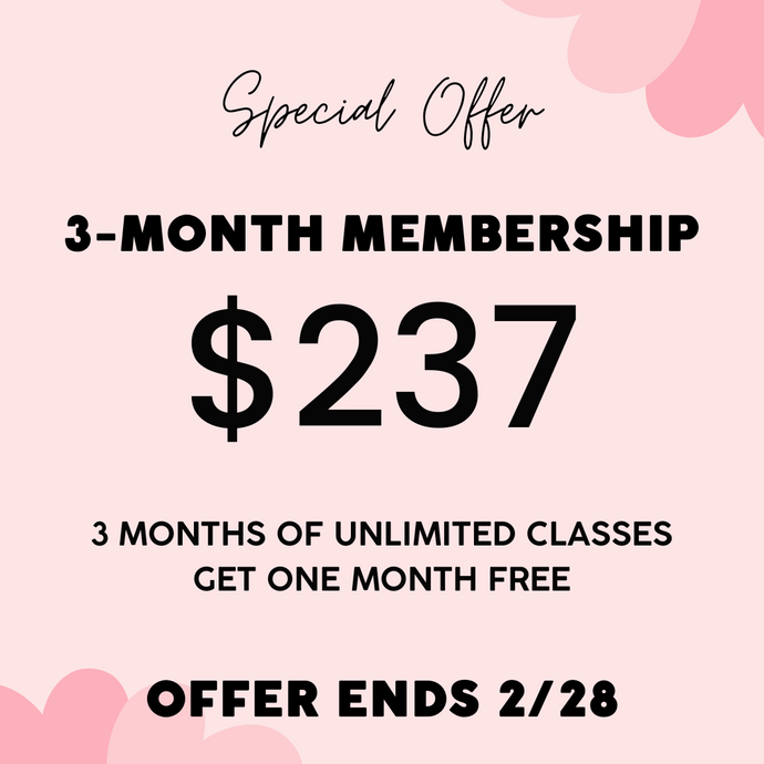 Unlimited Classes: BUY 3 months get 1 FREE